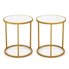 Set of 2 Marble Top Round Side