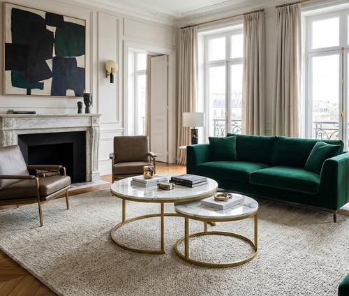 Gold round coffee table - coffee,