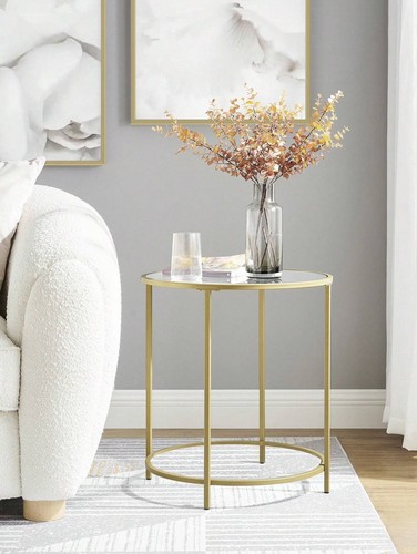 Gold round side table - side,
