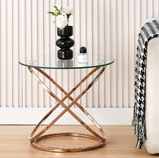 Round Tempered Glass Lamp Side