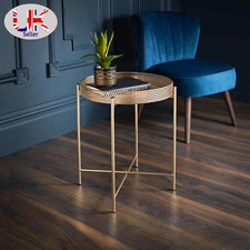 Gold Metal Side End Tray Table