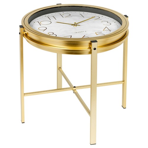 Gold metal analogue clock - gold,